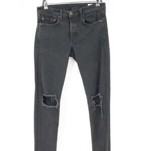 Rag bone jeans mens 33 L33 fit 1 extra slim standard button fly black destroyed